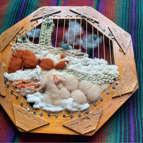 VTG Artisan Made Mohair weaving Finer Art. Desert Cactus scene. Yarn Art. 3D. - Picture 7 of 8